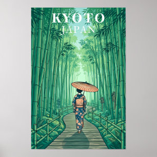 Kyoto Japan Bamboebos Reis Oude Stijl Poster