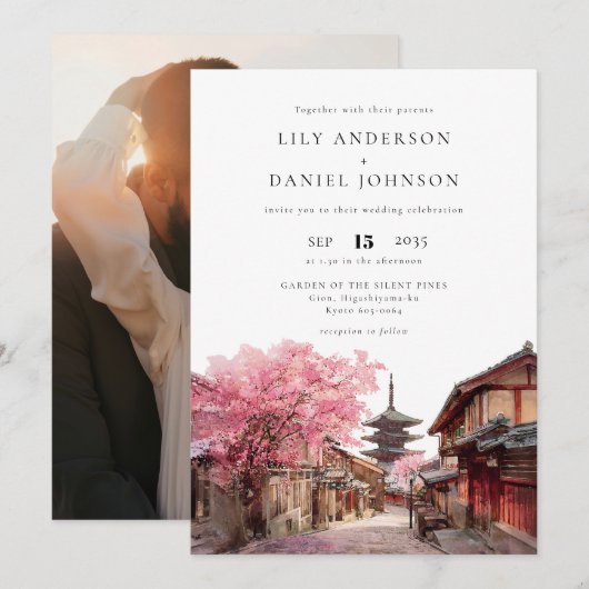 Kyoto Japan Bestemming Foto Bruiloft Kaart (Voorkant / Achterkant)