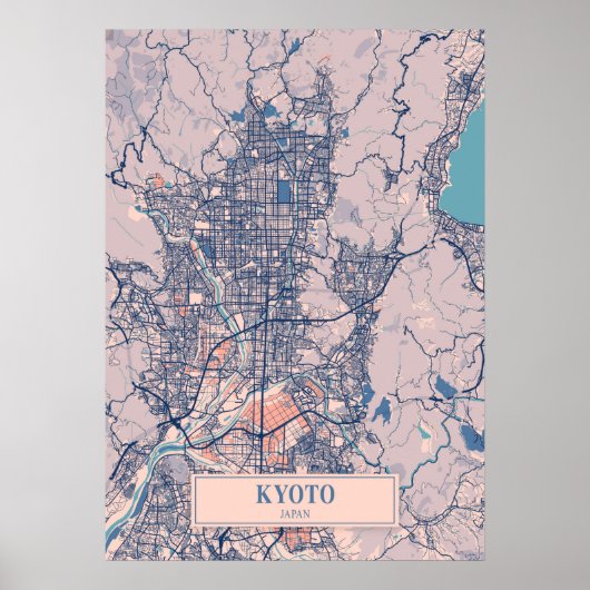 Kyoto - Japan Breezy City Map Poster (Voorkant)
