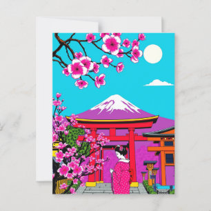 Kyoto, Japan Bright Geisha Art Travel Briefkaart