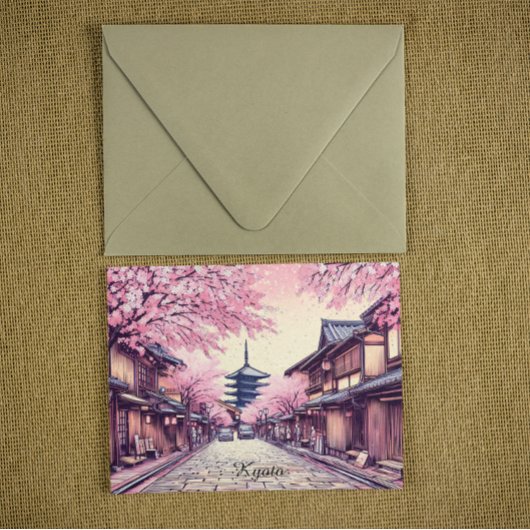 Kyoto Japan Cherry Blossom Landscape Briefkaart