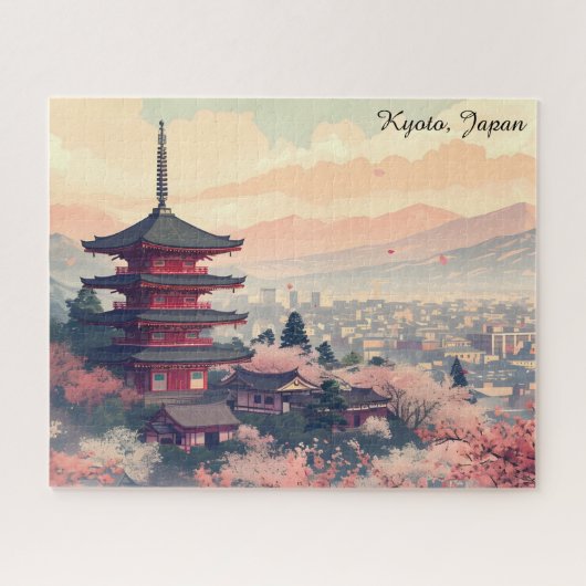 Kyoto Japan Cherry Blossom Temple Art –  Sapura  Legpuzzel (Horizontaal)