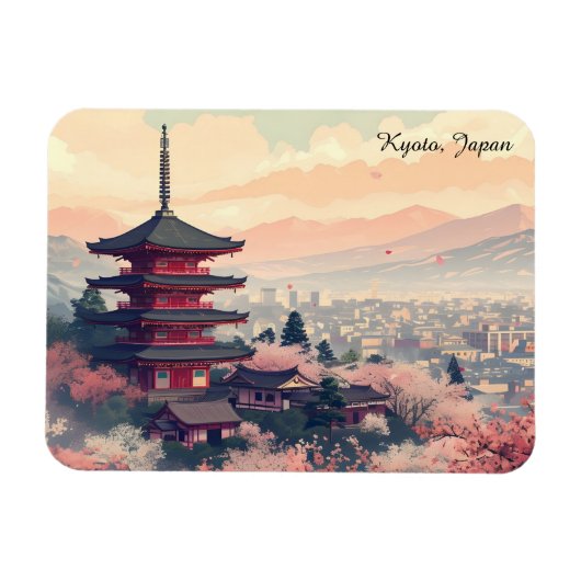 Kyoto Japan Cherry Blossom Temple Art –  Sapura  Magneet (Horizontaal)