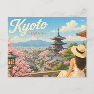 Kyoto - Japan De Dame met de Hoed Reisansichtkaart Briefkaart