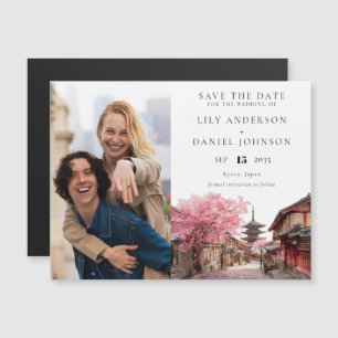 Kyoto Japan Huwelijksfoto Save The Date Magnetische Uitnodiging