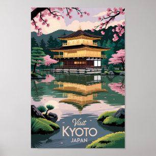 Kyoto Japan Kinkaku-ji Illustratie Reis Kunst Vin Poster
