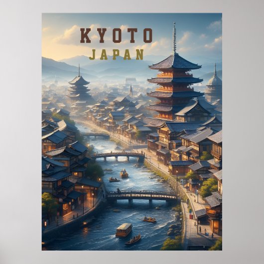 Kyoto Japan Landschap Reis Oudheid Poster (Voorkant)