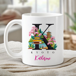 Kyoto Japan Monogram Letter K Persoonlijk Cadeau Koffiemok