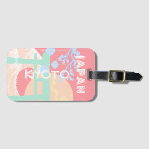 Kyoto Japan Pastel Travel Art Bagagelabel