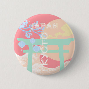 Kyoto Japan Pastel Travel Art Ronde Button 5,7 Cm