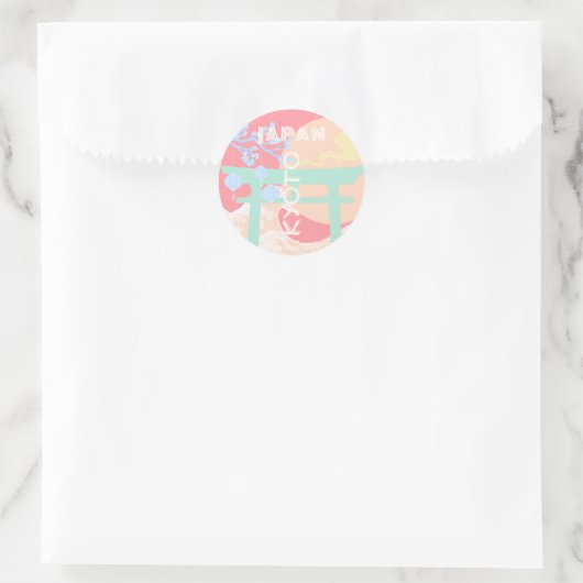 Kyoto Japan Pastel Travel Art Ronde Sticker (Tas)
