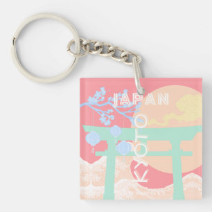 Kyoto Japan Pastel Travel Art Sleutelhanger