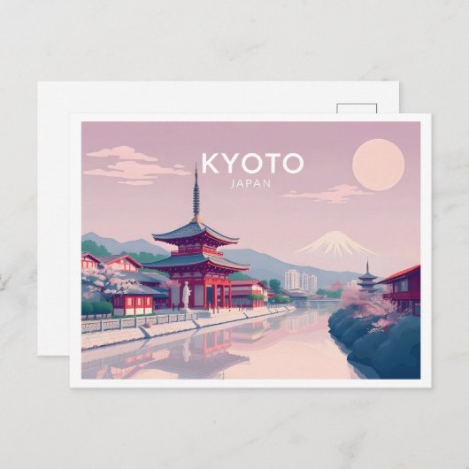 Kyoto Japan Pastel Travel Design Briefkaart (Voorkant / Achterkant)