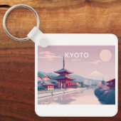 Kyoto Japan Pastel Travel Design Sleutelhanger (Voorkant)