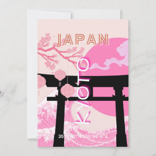 Kyoto Japan Pink Travel Art Feestdagenkaart