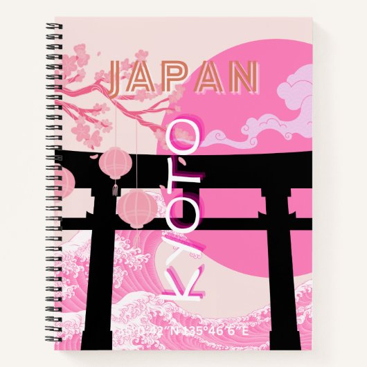 Kyoto Japan Pink Travel Art Notitieboek (Voorkant)