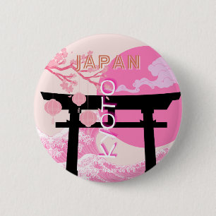 Kyoto Japan Pink Travel Art Ronde Button 5,7 Cm