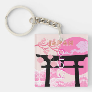 Kyoto Japan Pink Travel Art Sleutelhanger