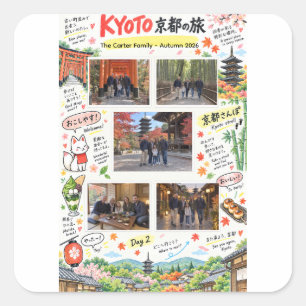 Kyoto Japan Reis 5 Foto Collage Reis Zine Vierkante Sticker