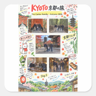 Kyoto Japan Reis 5 Foto Collage Reis Zine Vierkante Sticker