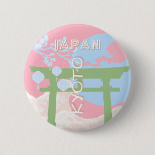 Kyoto Japan Reiskunst, Pastelreizen Kunst Ronde Button 5,7 Cm