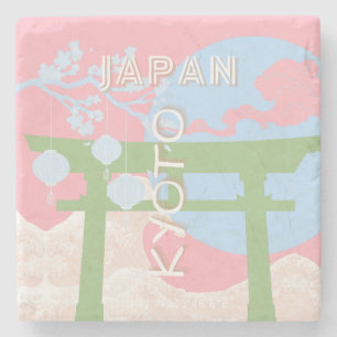 Kyoto Japan Reiskunst, Pastelreizen Kunst Stenen Onderzetter