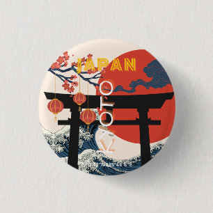 Kyoto Japan Reiskunst, Retro Reiskunst Ronde Button 3,2 Cm