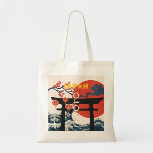 Kyoto Japan Reiskunst, Retro Reiskunst Tote Bag (Voorkant)