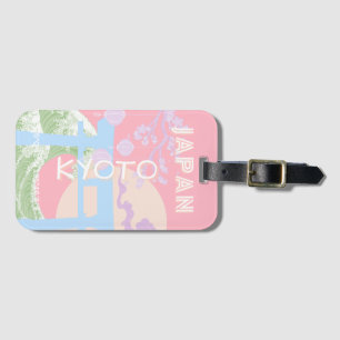 Kyoto Japan Reiskunst, Roze Pastel Reiskunst Bagagelabel