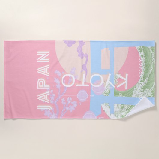 Kyoto Japan Reiskunst, Roze Pastel Reiskunst Strandlaken (Voorkant)