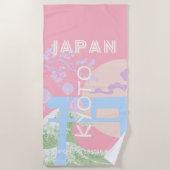 Kyoto Japan Reiskunst, Roze Pastel Reiskunst Strandlaken (Voorkant)