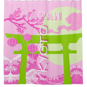 Kyoto Japan Reiskunst, Roze Reiskunst Douchegordijn