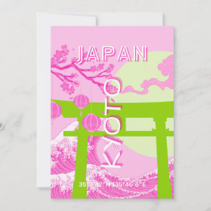 Kyoto Japan Reiskunst, Roze Reiskunst Feestdagenkaart