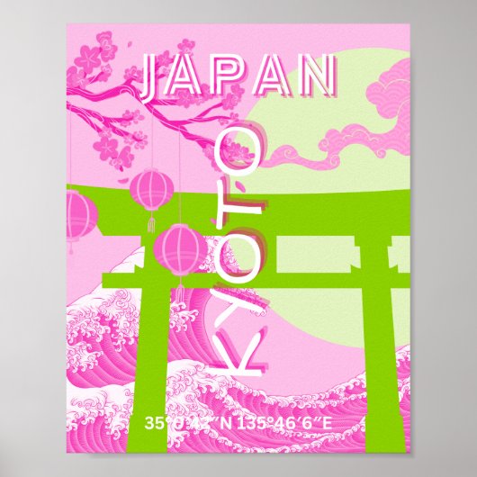 Kyoto Japan Reiskunst, Roze Reiskunst Poster (Voorkant)