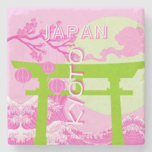 Kyoto Japan Reiskunst, Roze Reiskunst Stenen Onderzetter