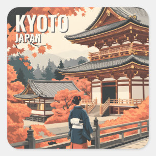 Kyoto Japan Reizen Herfst Tempel Gepersonaliseerd Vierkante Sticker