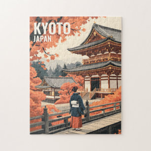 Kyoto Japan Reizen Herfst Tempel Retro Personalise Legpuzzel