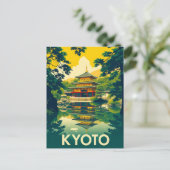 Kyoto, Japan Retro Travel Art Briefkaart (Staand voorkant)