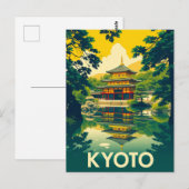 Kyoto, Japan Retro Travel Art Briefkaart (Voorkant / Achterkant)