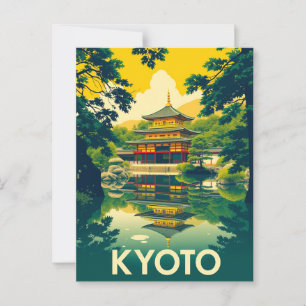 Kyoto, Japan Retro Travel Art Briefkaart