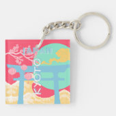 Kyoto Japan Retro Travel Art Sleutelhanger (Achterkant)