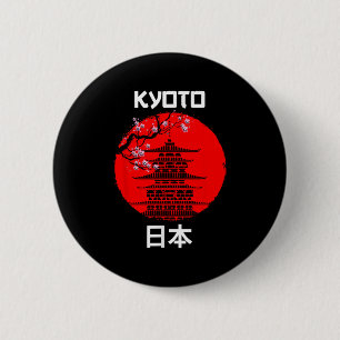 Kyoto Japan Sakura Tree Temple Toerist Ronde Button 5,7 Cm