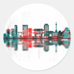 Kyoto Japan Skyline Ronde Sticker