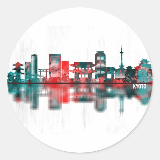 Kyoto Japan Skyline Ronde Sticker (Voorkant)