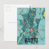 Kyoto Japan Stadsplattegrond Blauwgroen Briefkaart (Voorkant / Achterkant)