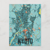 Kyoto Japan Stadsplattegrond Blauwgroen Briefkaart (Voorkant)