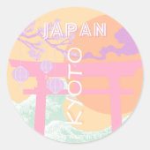 Kyoto Japan Travel Art, Oranje pastelkunst Ronde Sticker (Voorkant)