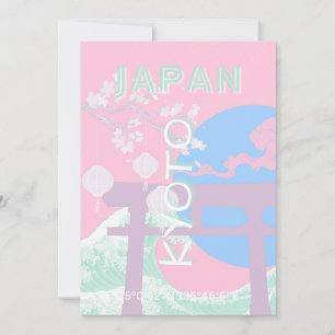 Kyoto Japan Travel Art, Pink Preppy Art Feestdagenkaart