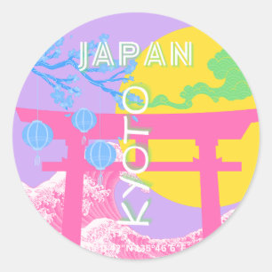 Kyoto Japan Travel Art Ronde Sticker