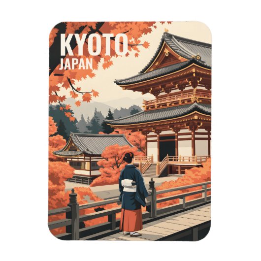 Kyoto Japan Travel Autumn Temple Retro Personalize Magneet (Verticaal)